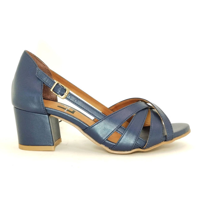 Peep Toe em couro marinho - La Vile